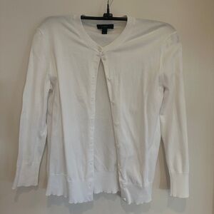 J.Crew White Button-Up Cardigan